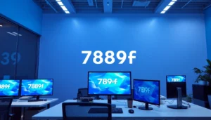 Dynamic digital marketing scene highlighting 789f branding with modern devices and vibrant colors for user engagement.