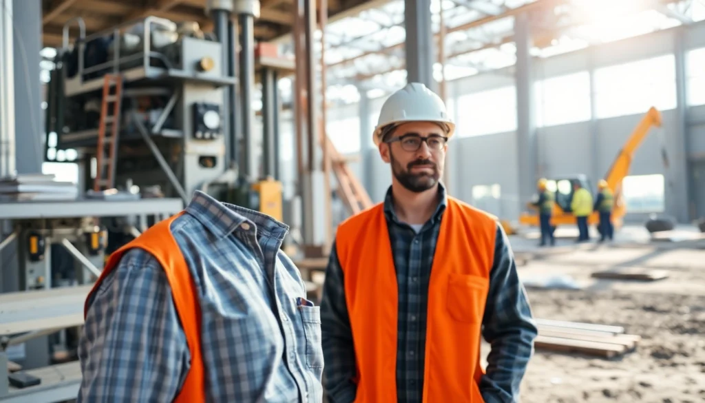 Experienced contractor directing construction workers at a bustling worksite, emphasizing professionalism and expertise in building projects.
