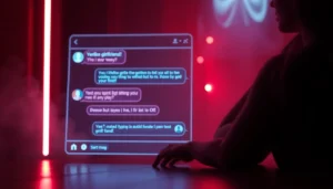 Engaging AI chat interface with a virtual girlfriend.