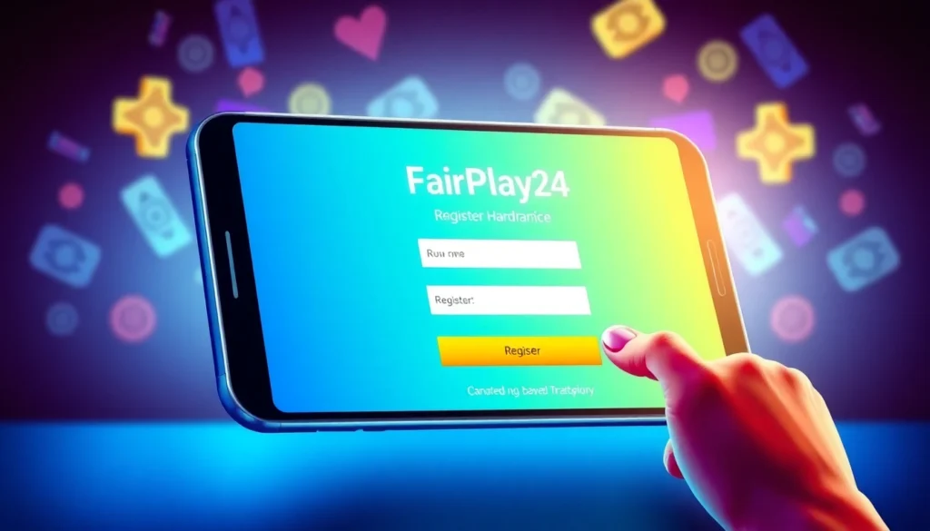 Web user completing FairPlay24 register process on a clean, modern platform for secure online