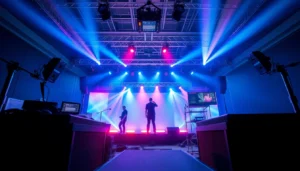 Professionelle Ton- und Lichttechnik Köln im Einsatz bei einem Live-Event, sorgt für beeindruckende Atmosphäre.