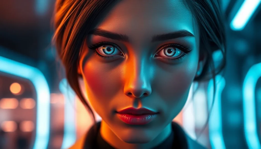 AI girlfriend engaging in an unfiltered NSFW chat with a realistic, expressive digital avatar, emphasizing intimacy and advanced AI interaction.