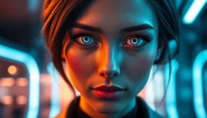 AI girlfriend engaging in an unfiltered NSFW chat with a realistic, expressive digital avatar, emphasizing intimacy and advanced AI interaction.
