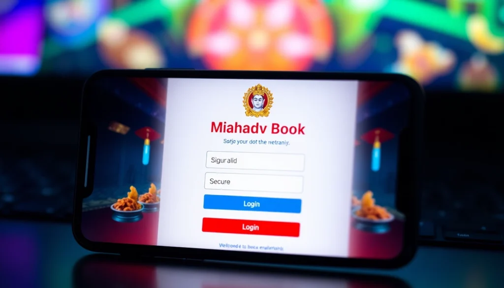 Mahadev book login page on a smartphone with secure interface, highlighting easy access and trustworthiness in online betting.