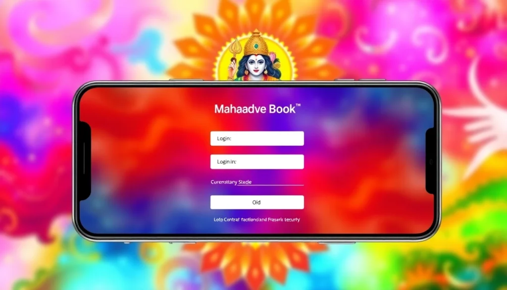 Mahadev book login process on a modern smartphone screen with secure interface and vibrant