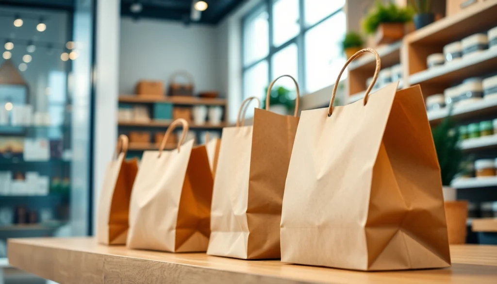 Eco-friendly torba papierowa being filled with fresh bakery products in a clean store environment