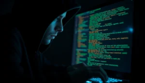 Professional hacker demonstrating AI detection bypass methods with glowing code on a futuristic