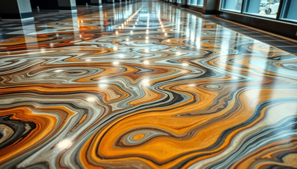 Transform your space with a durable epoxy resin floor showcasing a sleek, glossy finish with